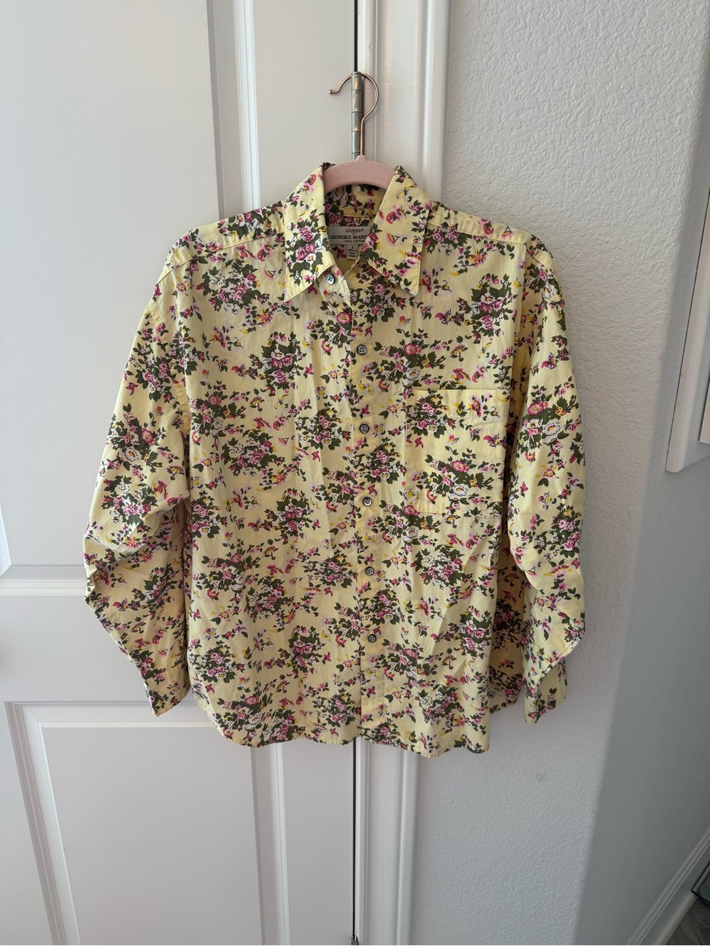 Vintage 100% Cotton Guess by Georges Marciano Yellow Floral Button-Up Shirt